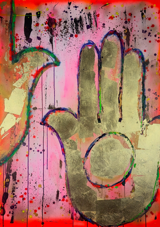 Fluorescent Red Hamsa